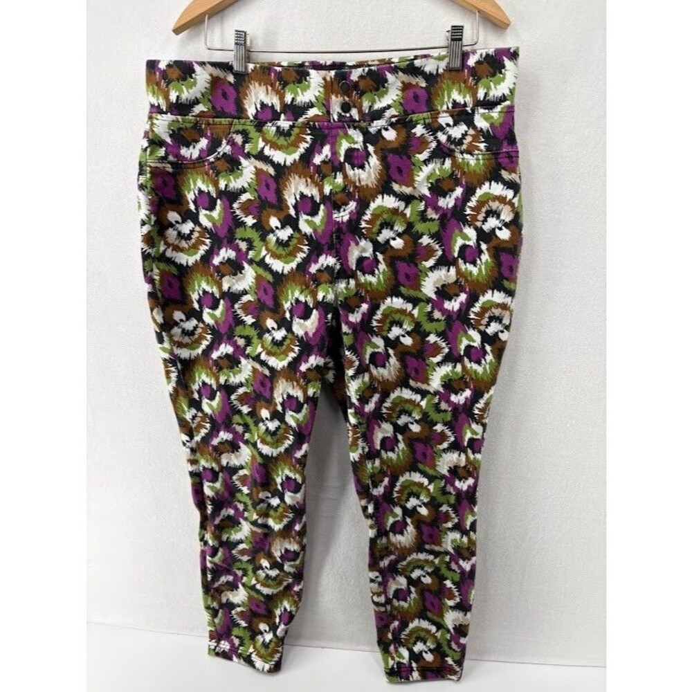 Terra and Sky Size‎ 1X Pull on Pants Floral Stretchy Jeggings Purple/Green